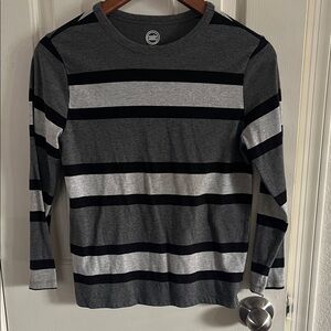 Wonder Nation Gray and Black Striped Long Sleeve Tee